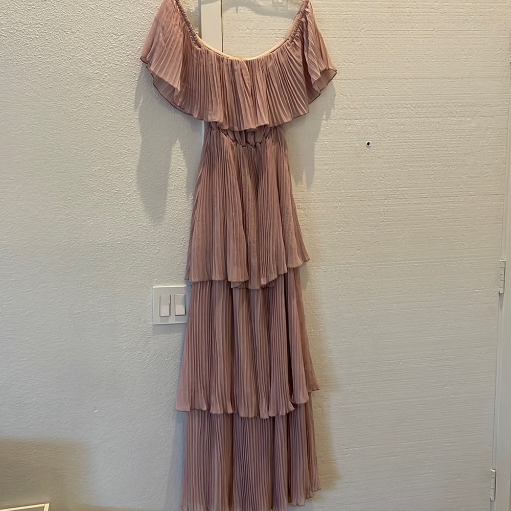Mauve Tiered Dress, Off the Shoulder